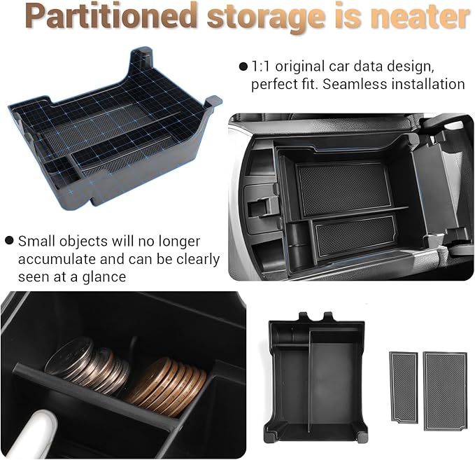 for 2024 Ford Edge Center Console Organizer Tray for 2021-2024 Edge SE/SEL/ST-Line/Titanium/ST Middle Console Storage Center Console Insert Tray Arm Rest Organizer for 2024 Ford Edge Accessories