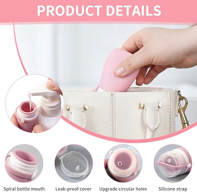 4 Pack 1oz Silicone Travel Bottles Leak Proof Squeeze Bottles For Toiletries Shampoo Conditioner Lotion Salad Dressing Travel Size Containers