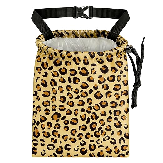 Yellow Leopard Pattern Car Trash Bag - Waterproof Car Trash Bag Hanging Leakproof Car Garbage Bag - Washable Reusable Trash Bag For Car Interior Hanging Organizer Storage Vehicle Travelling Camping