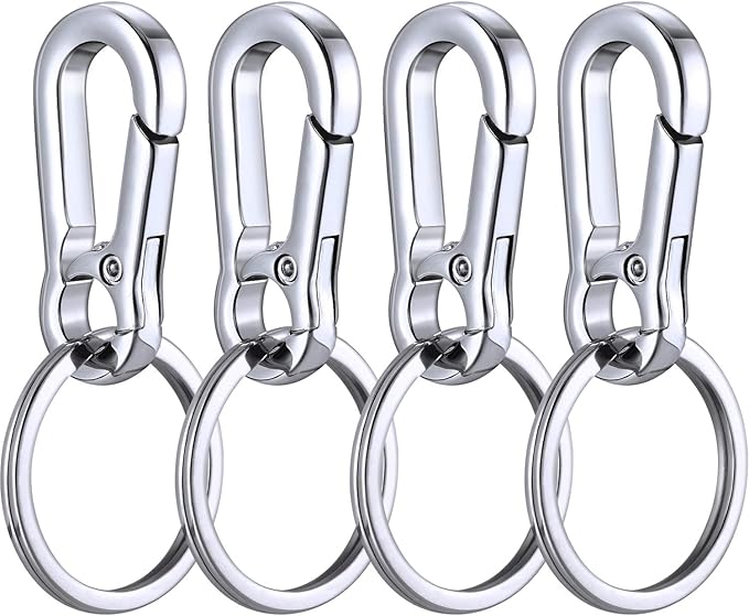 Mudder 4 Pack Metal Carabiner Clip Keychain Keyring Key Ring Chain Holder Organizer for Tile Key Finder Car Men and Women