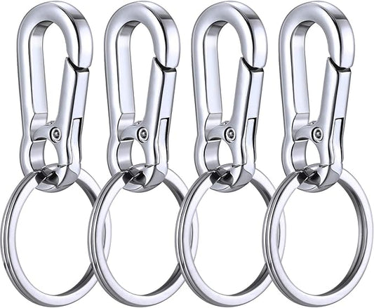 Mudder 4 Pack Metal Carabiner Clip Keychain Keyring Key Ring Chain Holder Organizer for Tile Key Finder Car Men and Women