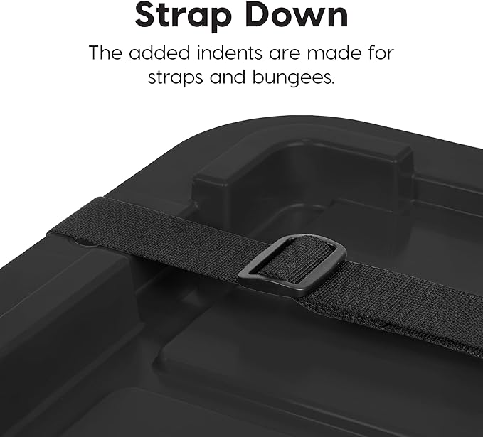 IRIS USA 4-Pack 27 Gallon Storage Bins with Lids |Made in USA| Heavy Duty Plastic Tote Containers for Truckbed Tool Box Organization, Large - Black