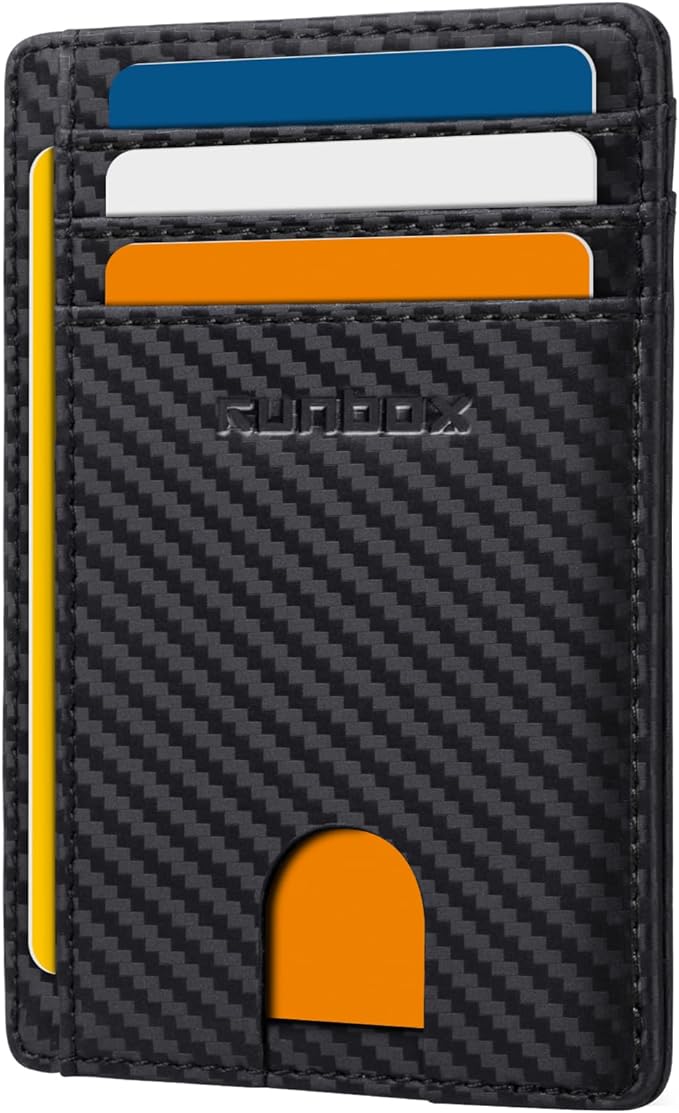 RUNBOX Slim ID Cases Minimalist Front Pocket RFID Blocking Leather Wallets for Men and Women Card Holder Wallets Gifts for men