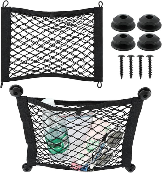 2pcs Universal Small Cargo Net, Elastic Car Organizer Net Pocket RV Netting Pouch Bag, for Trunk RV Boat Storage Mesh Pocket Nets Home Auto Cargo Nets Pockets with Screws