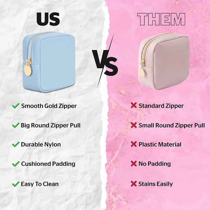 DANCOUR Nylon Makeup Bags for Women Large Preppy Travel Toiletry Pouch Cosmetic Bag Makeup Organizer