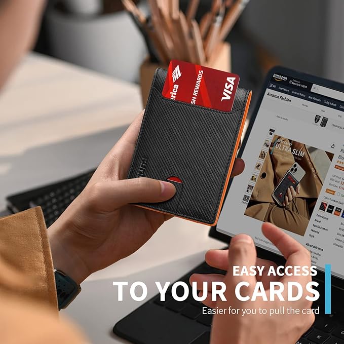 RUNBOX Wallet for Men Slim 11 Credit Card Holder Slots Leather RFID Blocking Small Thin Men's Wallet Bifold Minimalist Front Pocket Large Capacity Gift Box