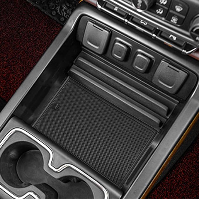 TACOBRO Center Console Organizer Compartment Cover Compatible with 2014-2018 Sierra/Silverado 1500 Accessories 2015-2019 Silverado/Sierra 2500 3500HD Insert Secret Pocket Lid Hidden Tray, Black
