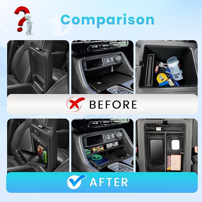 3PCS Center Console Organizer Compatible with 2023-2026 Honda Pilot 2026 Honda Passport Hidden Storage Tray Armrest Storage Tray Insert Divider Slot Box Secondary Interior Accessories