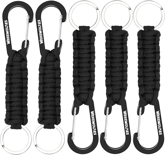 WEREWOLVES Paracord Keychain with Carabiner, Lanyard Clip for Keys