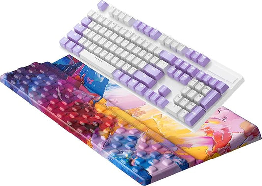 Ospelelf Keyboard Wrist Rest, Ergonomic Memory Foam Wrist Support for Typing & Gaming, Tilted Keyboard Pad, Aesthetic Desk Accessories for Office, Relief for Carpal Tunnel & Wrist Pain, Multicolored