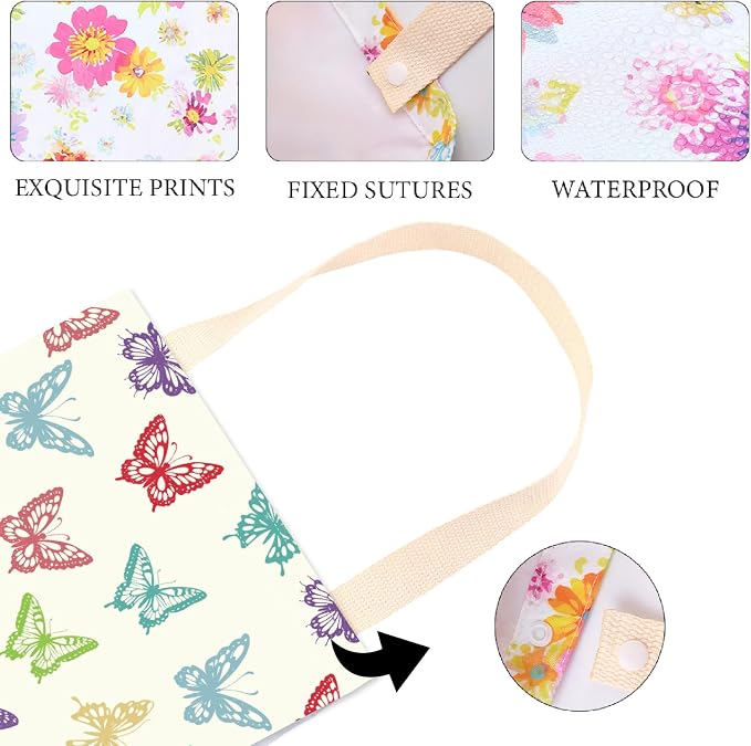 CREATCABIN Butterfly Car Trash Bag Car Garbage Bag Back Seat Organizer Trash Can Bin Cute Printed One-Handed Strap Garbage Bags for Car Accessories Vehicle Travelling Camping Outdoor 11.8x9.84 Inch