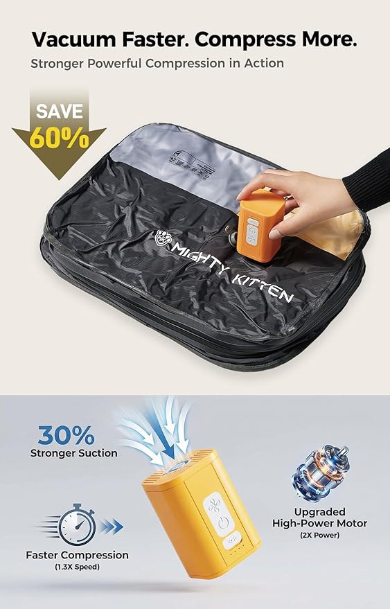 IKYWT Travel Vacuum Seal Bag with Pump, 21L Compression Packing Cube Kit with 270° Zipper, Reusable Waterproof Vacuum Storage for Carry-On & Small Checked Luggage (1-Pack)