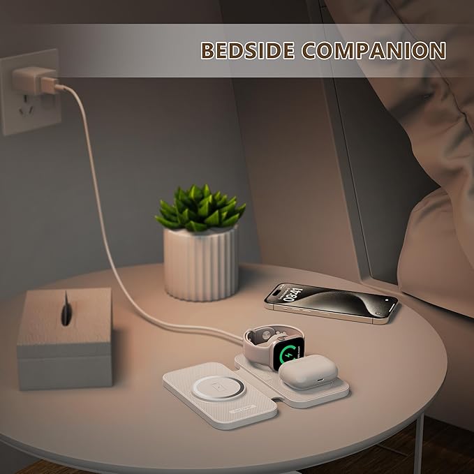 2026 Traveling Portable Wireless Mag-Safe Fast Charging Station,Magnetic 3 in 1 Charger for iPhone 17 16 15 14 13 12 Pro Max Plus,Apple Watch Series & Air pods 4 3 2 Pro-Gifts for Family