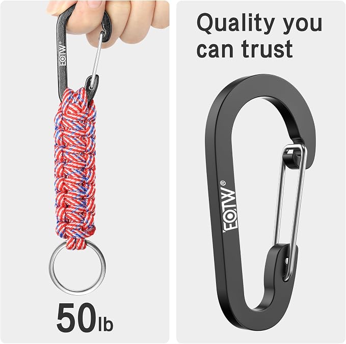 EOTW Carabiner Keychain,Paracord Keychain Small Aluminum Clip D Ring for Camping, Hiking, Fishing, Or As A Key Organizer
