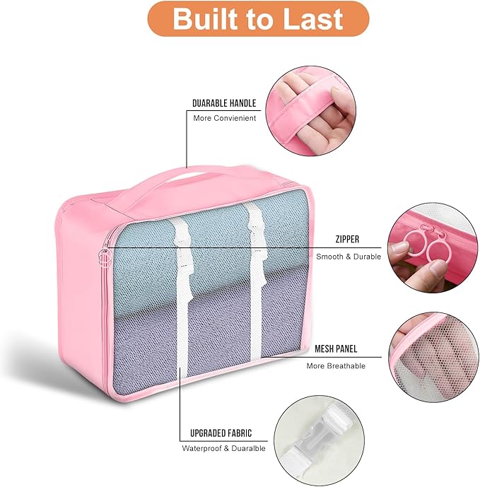 8 Set Packing Cubes for Suitcase, Packing Cubes for Carry on Suitcases, Luggage Organizer for Travel Essentials, Large Mesh Luggage Bag for Suitcases
