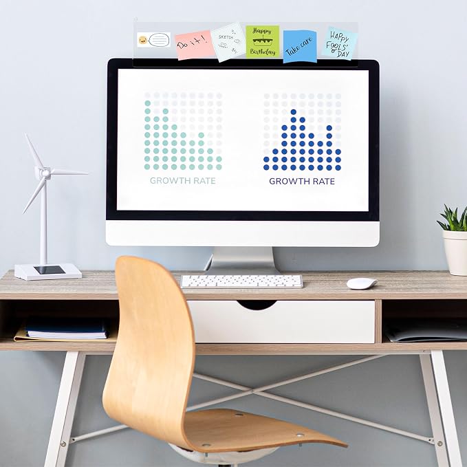 DOLLAR BOSS 1 Pc 15.7" x 3.1" Transparent Acrylic Monitor Memo Board | Computer Screen Side Note Holder, Office Desk Accessories, Clear Message Board, For Sticky Notes Memos, Fits PC & Laptop