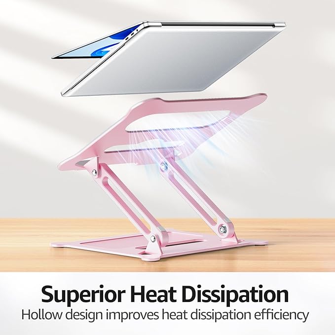 Urmust Laptop Notebook Stand Holder Adjustable Laptop Stand Portable Computer Riser Compatible with MacBook Air Pro HP Dell XPS Lenovo All Laptops 10-15.6"(Rose Gold)