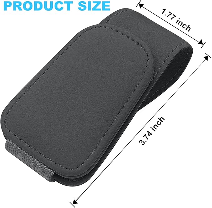 TCJJ Sunglasses Holders for Car Visor,Car Magnetic Glasses Holder Leather Sunglasses Clip and Ticket Card Clip Suitable for Car Interior Visor and Different Size Eyeglasses(Gray/2)