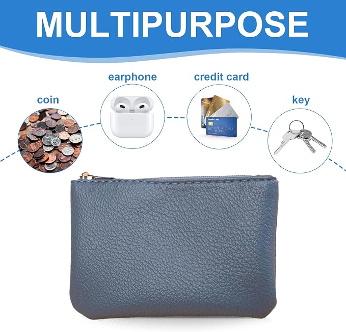4 Pack Leather Zipper Coin Purse,Portable Change Wallet,Coin Pouch with Zipper for Men Women,Small Pouch Change Purse Coin Bag,Mini Coin Pocket Pouch Change Holder for Men Women(4 colors)