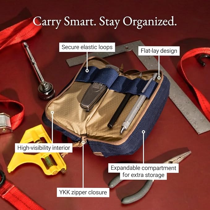 LOCHBY® Venture Pouch | Multipurpose Tactical Tool Bag | Water Resistant Waxed Canvas | Dual-Sided Zipper Pouch | for Motorcycle, Bike, EDC, Pen, Pencil, Art, Tech & Travel