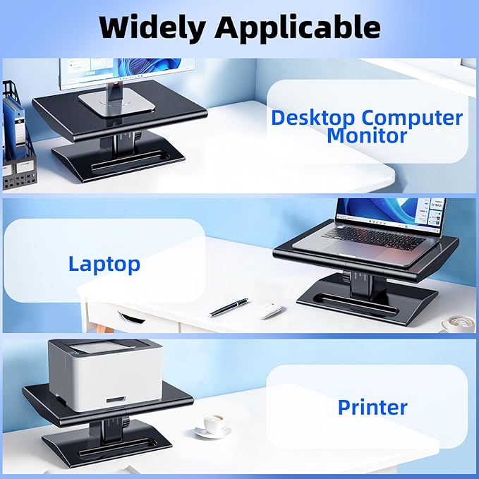 Computer Monitor Stand Riser,Height Adjustable Laptop Stand with Drawer & Phone Holder,Desktop Storage Stand for Printer,Desk Organizer for Office & Home Supplies