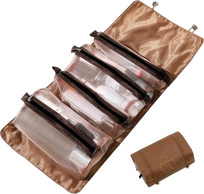 LumiSyne 4 In 1 Detachable Toiletry Bag Hanging Roll-Up Makeup Bag Large Capacity Travel Wash Bag Mesh Cosmetic Bag Portable Foldable Toiletry Bag Waterproof Cosmetic Organizer Bag For Travel Daily