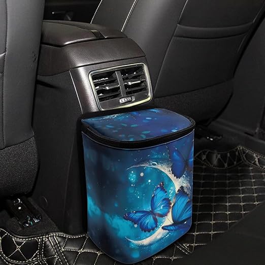 Skeleton Roses Pattern Car Trash Bin Collapsible Car Organizers and Storage for Front Seat Multipurpose Trash Bag Automotive Garbage Can Car Accessories Interior Car Organizer