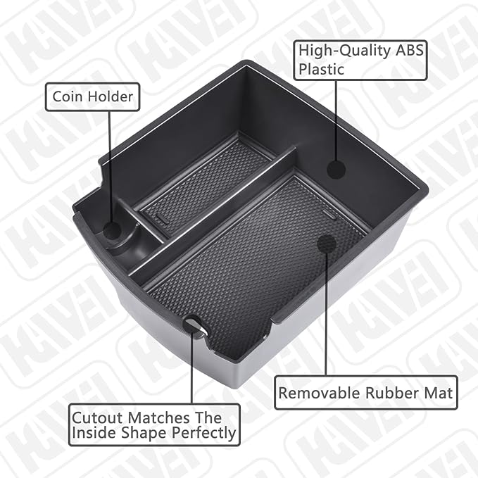 HGWEI Center Console Organizer Compatible with Hyundai Kona 2018 2019 2020 2021 2022 2023 Interior Accessories, ABS Armrest Storage Box Glove Container Insert Tray (Not for Kona EV)