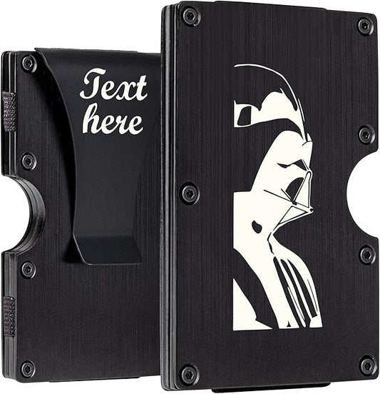 Awofer Engraved Men's Carbon Fiber Wallet - Personalized, Minimalist RFID Wallet With Money Clip - Ideal Gift for Him - Black