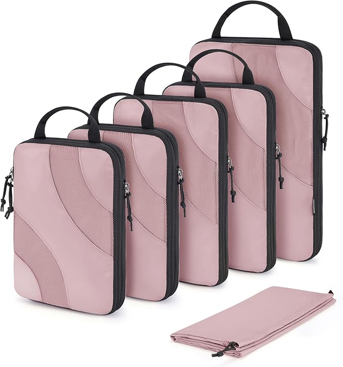 BAGSMART Compression Packing Cubes, 6 Set/4 Set/2 Set Travel Packing Cubes for Carry on Suitcases, Compression Suitcase Organizers Bag Set & Travel Cubes for Luggage, Lightweight Packing Organizers