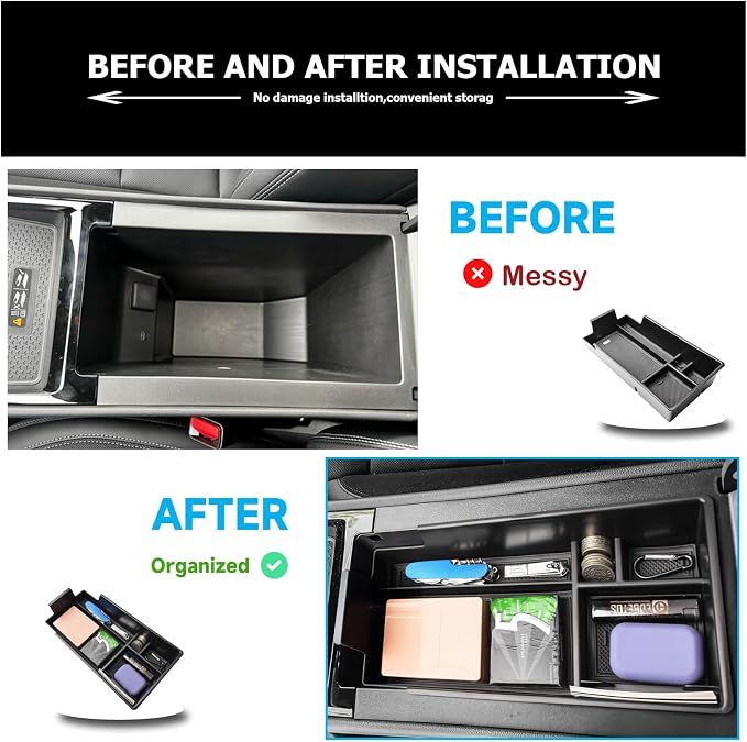 EDBETOS Center Console Organizer Compatible with 2024 2025 2026 Chevy Blazer EV Insert Tray Pallet Storage Accessories Interior Secondary Armrest Storage Box, ABS Black