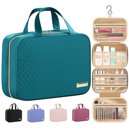 HOTOR Travel Toiletry Bag w/Hanging Hook - Spacious Toiletry Bag Essentials for Women & Men, Makeup Bag/Big Comparment, Waterproof for Travel Accessories, Medium, Teal