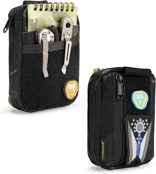 VIPERADE VE26 EDC Pouch Organizer with 11 Compartments, Small Tool Pouch with DIY Patches Area, EDC Pocket Organizer for Mutitools