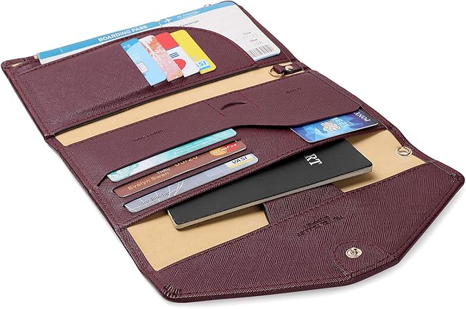 ZOPPEN Passport Holder Women Travel Wallet (Ver.5) for Women Rfid Blocking Passport Cover Case Document Organizer Wrist Strap