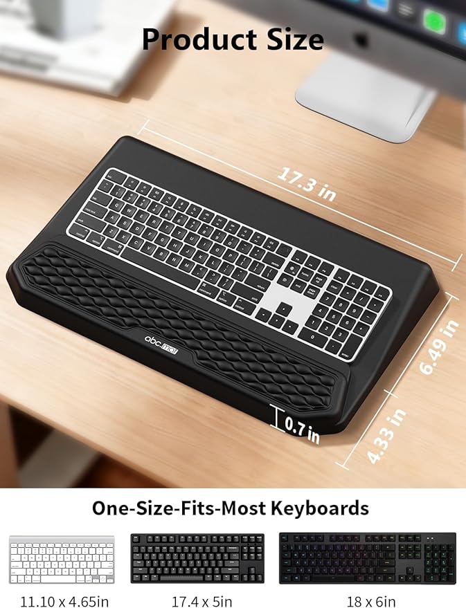 2-in-1 Ergonomic Keyboard Stand with Wrist Rest, Comfy Keyboard Riser Holder with Massage Design, Black