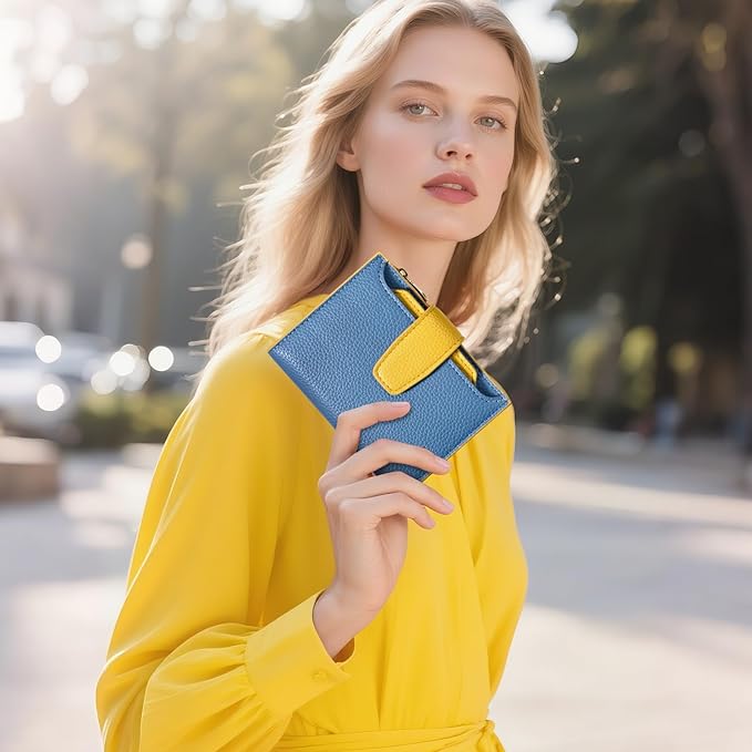 Airkit Small Wallet Women RFID Blocking Soft Leather Bifold Compact Card Holder Wallet for Women with Zipper Coin Pocket 4 ID Window