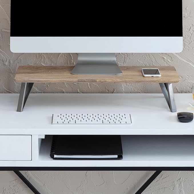 Anji Mountain Monitor Stand - Desktop Organizer & Laptop Riser, Ergonomic Monitor Riser, Space-Saving Monitor Stand for Desk, Durable Construction, Easy Assembly, Ideal for Home & Office,Natural