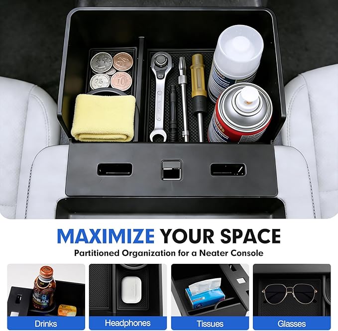 Autorder F150 Underseat Storage Organizer for 2015–2025 2026 Ford F150 & 2017–2026 Ford F250 F350 F450 Accessories (40/20/40 Jump Seat Only) - Front Center Console Hanging Organizer Insert Tray
