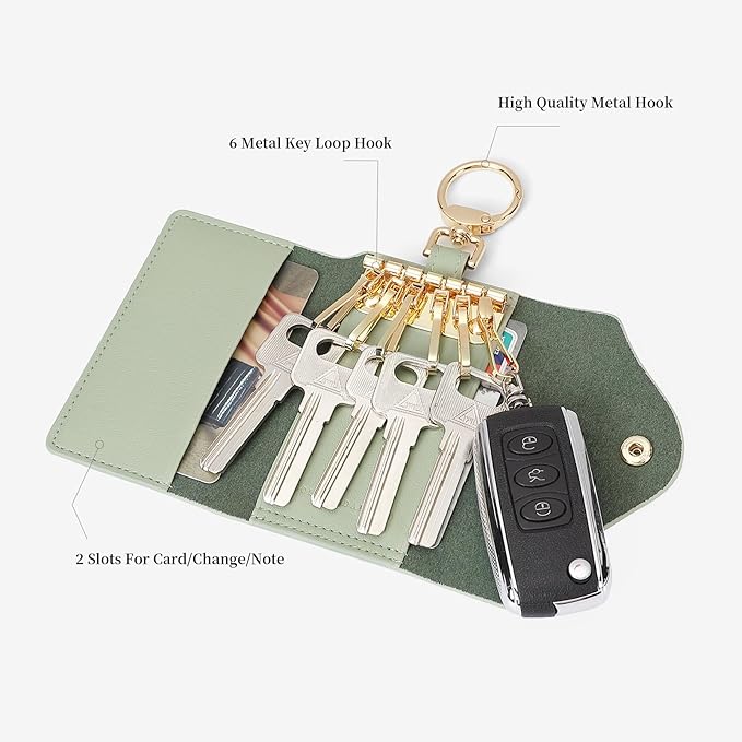 GOLF SUPAGS Women PVC Leather Car Key Chain Card Holder Wallet Pouch 6 Hook Snap Closure keys Money Organizer Case | Card Holder, 6 Hook, Snap Closure, keys, Money Organizer, Case