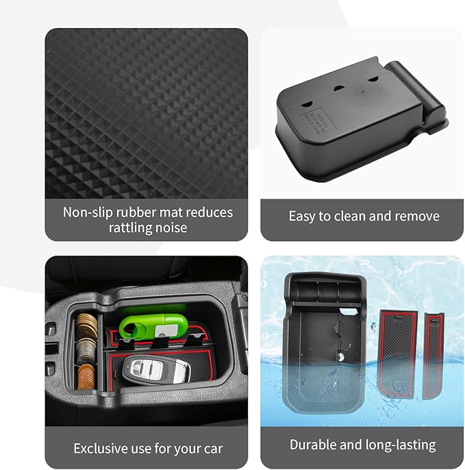 CDEFG Center Console Accessory Organizer Compatible with 2017 2018 2019 2020 2021 Compass, ABS Material Armrest Box Insert Tray Glove Secondary Storage Box (Red for Compass)