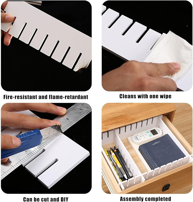 Adjustable Drawer Dividers Set, DIY Plastic Grid Drawer Organizer for Desk, Kitchen, Dresser, and Makeup – Easy to Cut and Assemble Storage Separator for Neat and Custom Organization (6PCS)