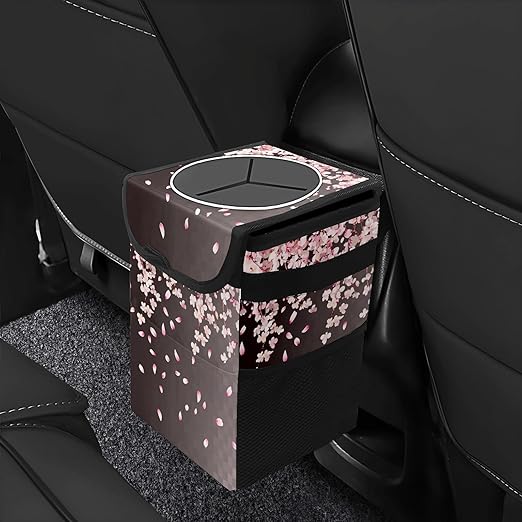 Car Trash Can – Multi-Purpose, Lightweight and Portable with Durable Water-Resistant Coating, No Installation Required, Practical and Ample Capacity, Variety of Colors.Pink Falling Petals