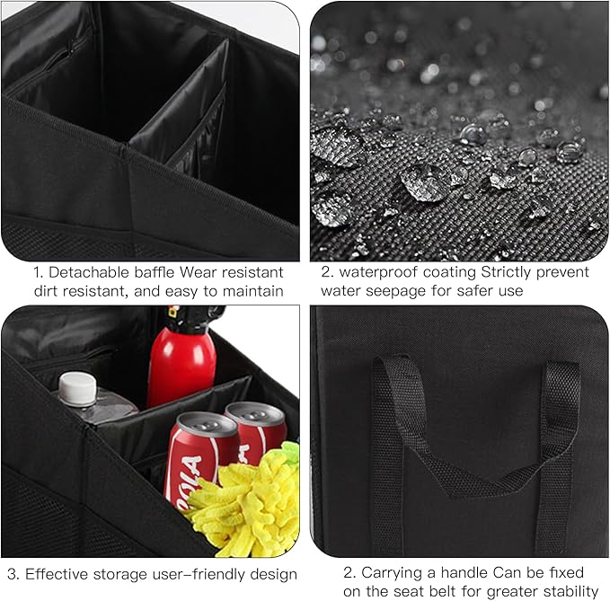 Trunk Organizer - Car Seat Organizer Front or Backseat Organizer for Travel, 16L Waterproof Foldable Car Organizer for SUV & Sedan, 1680D Oxford Polyester (cream-colored)