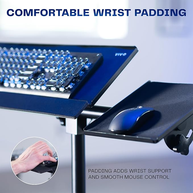 VIVO Freestanding Mobile Keyboard Tray and Mouse Pad Cart, Ergonomic Typing Platform with Tilting Design and Height Adjustment, Black, CART-KB1A