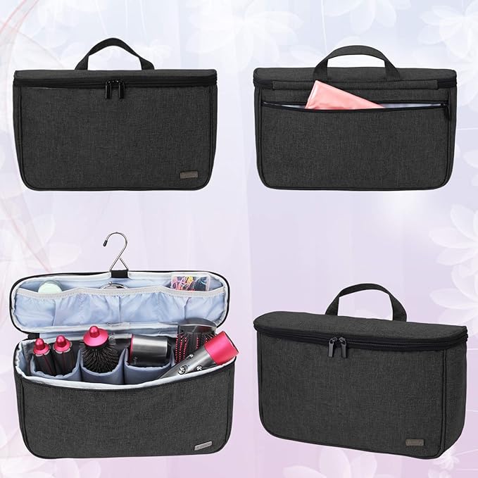 Teamoy Travel Storage Bag Compatible with Dyson Airwrap Styler, Portable Travel Organizer for Airwrap Styler and Accessories, Top-Opened, Black