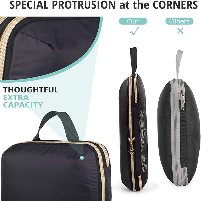 Compression Packing Cubes for Travel, Bunnychill Portable Zipper Packing Cube for Cloting, Expandable Space Saver Storage Luggage Organizer Bags for Suitcases
