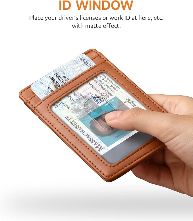 Buffway Mens Slim Wallet, Minimalist Thin Front Pocket Leather Credit Card Holder with RFID Blocking for Work Travel | Minimalist, Thin, Front Pocket, Credit Card Holder, RFID Blocking, for Work Travel