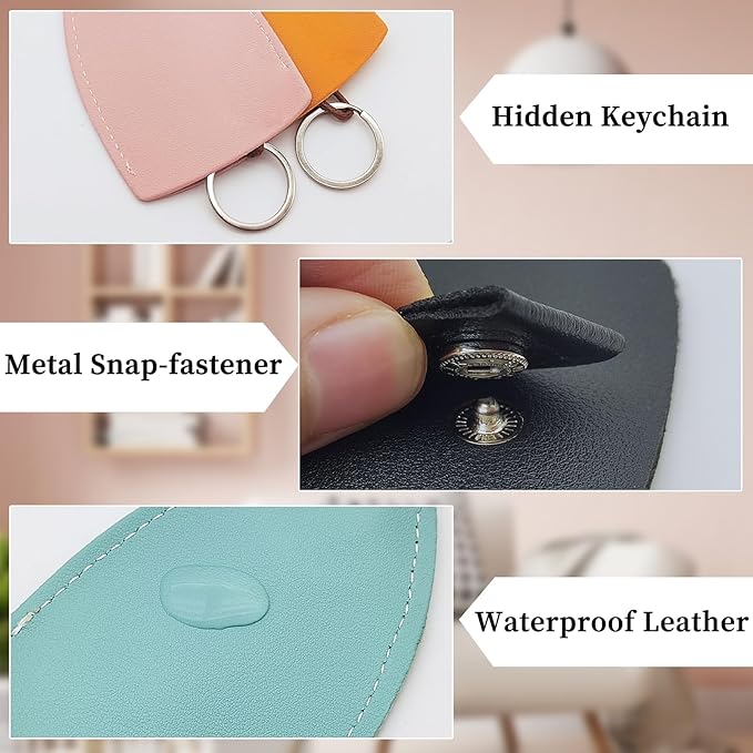 8Pcs Cute Key Fob Case, PU Leather Car Key Case Personalized Pull Out Key Bag Portable Key Pouch for Car Keys