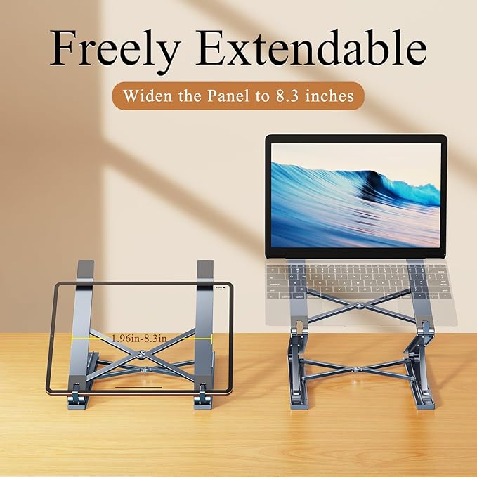 Dual Layer Laptop Stand Riser for Desk,Ergonomic Foldable Computer Stand,Aluminum 7+8 Gear Adjustable Notebook Holder,Ventilated Cooling Notebook Mount Up for 18in Laptop & Tablet