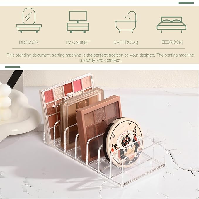LUOKER Acrylic Mail Organizer - 2 Pcs CD Holder With 7 Compartments, 7 x 5 x 1.57 Transparent Countertop Envelope Organizer for Office, Home Desk(Transparent)